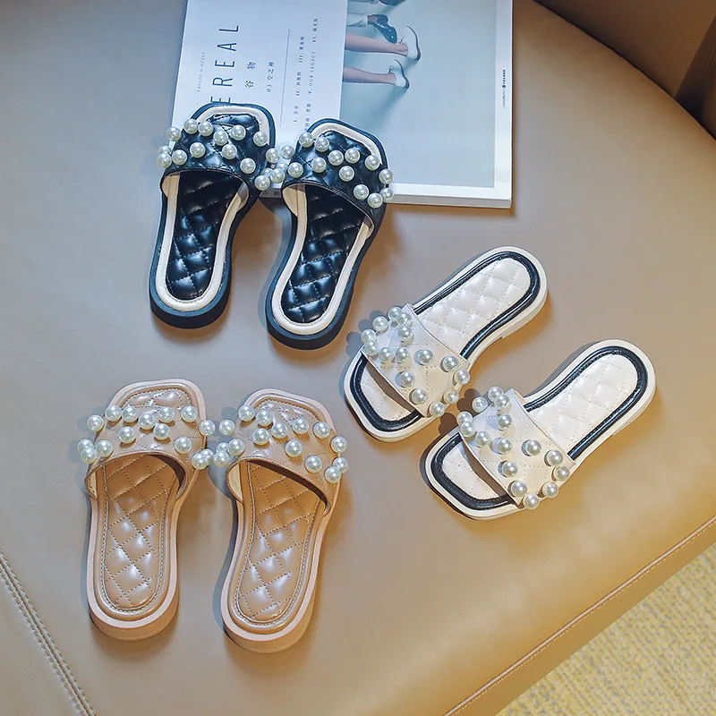

Children Slippers Summer Girls Shoes Kids Girls Non-slip Pearle Slippers Soft-sole 2022 New Fashion House Shoes for 3-9 Years