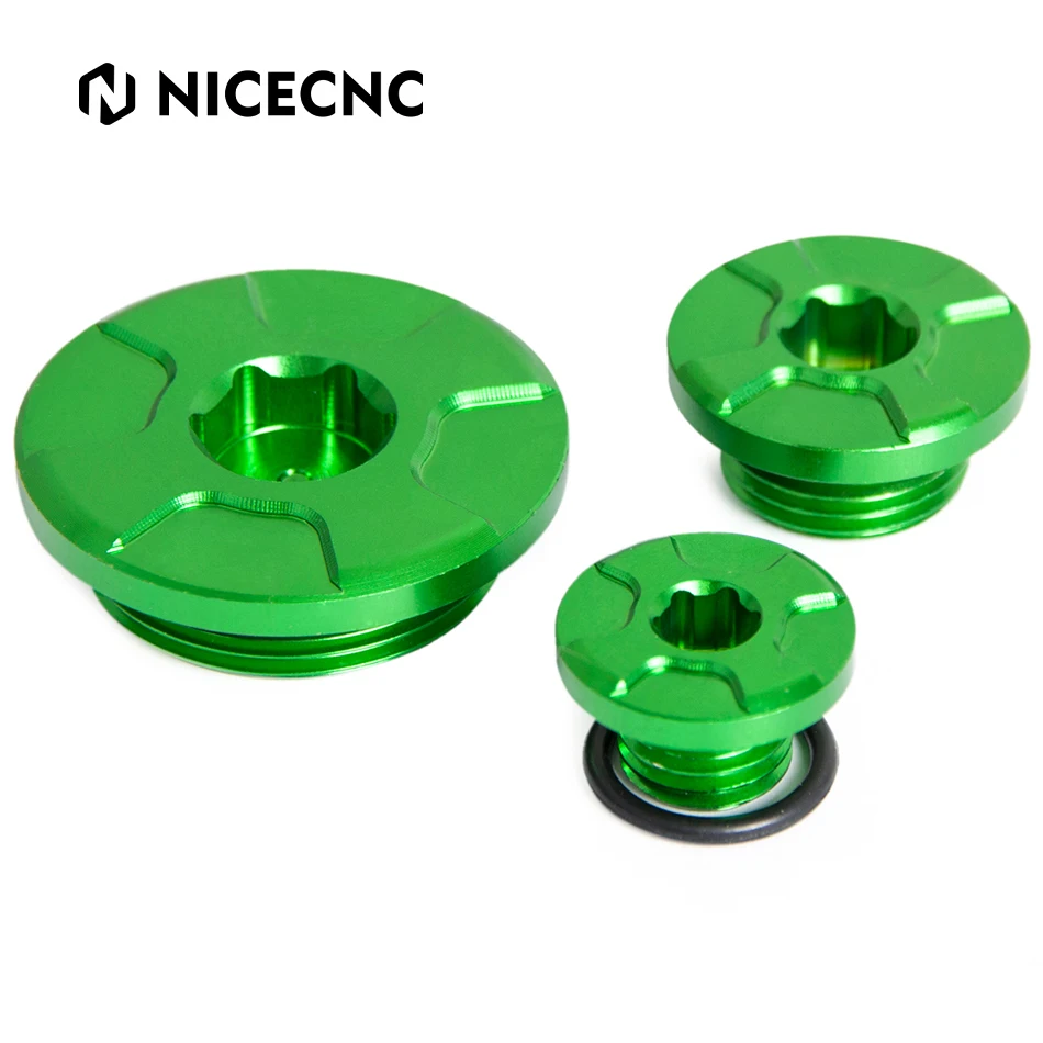 

NiceCNC Engine Timing Caps Oil Filler Plug Crankcase Cover Motocross For Kawasaki KX250 KX450 19-20 KX450F KLX450R Green