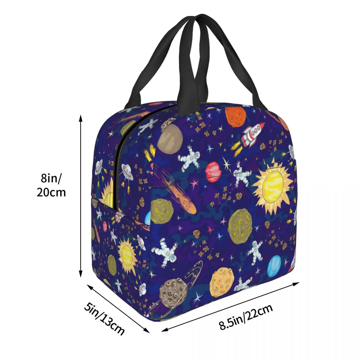 Cartoon Space Planet Rocket Thermal Insulated Lunch Bag Women Astronaut Spaceship Portable Lunch Box for Kids School Food Bags