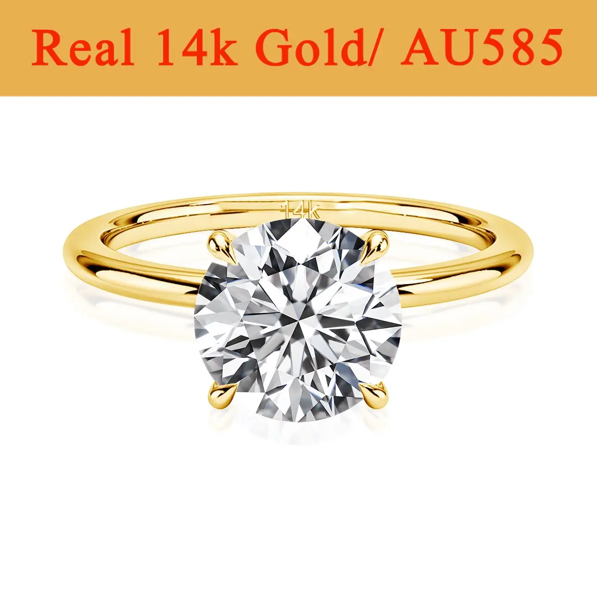 Real Gold 14K Moissanite Women's Ring Simplicity AU585 K Gold Diamond Wedding Band Bride Engagement Jewelry Mother Lovers Gift