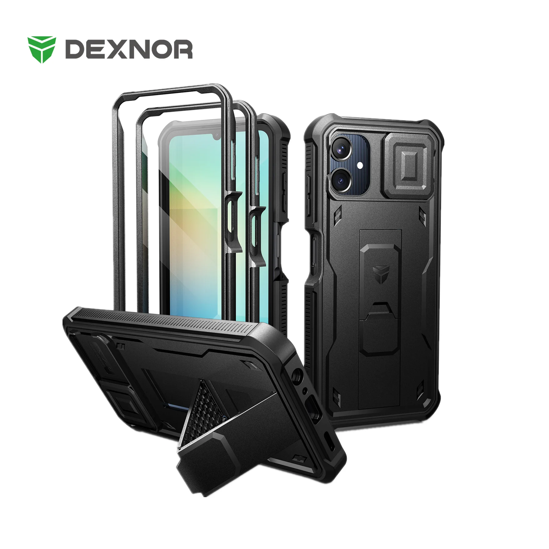 For Samsung Galaxy A06 Case with Screen Protector Camera Cover Kickstand Heavy Duty Military Grade Shockproof Phone Case6.7 inch