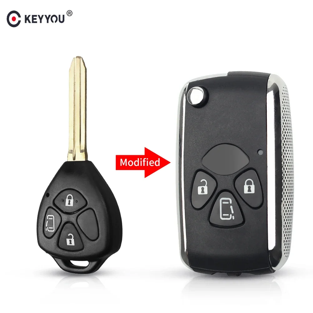 

KEYYOU Remote Key Shell For Toyota Camry Yaris Corolla RAV4 Hilux Vitz Crown Avalon Venza REIZ 2007-2011 Toy43 Blade 3 Buttons