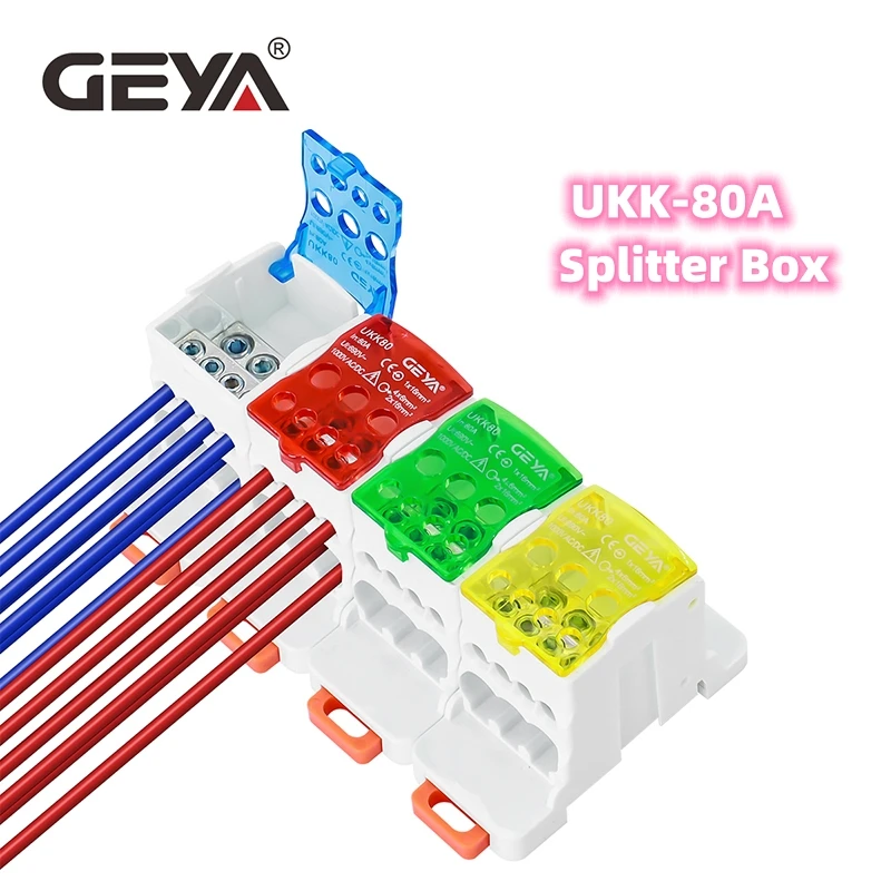 Single Stage Splitter Box GEYA UKK-80A Single-Stage Splitter Box Wire Connector High-Current Household Into A Multi-Outlet Terminal Block