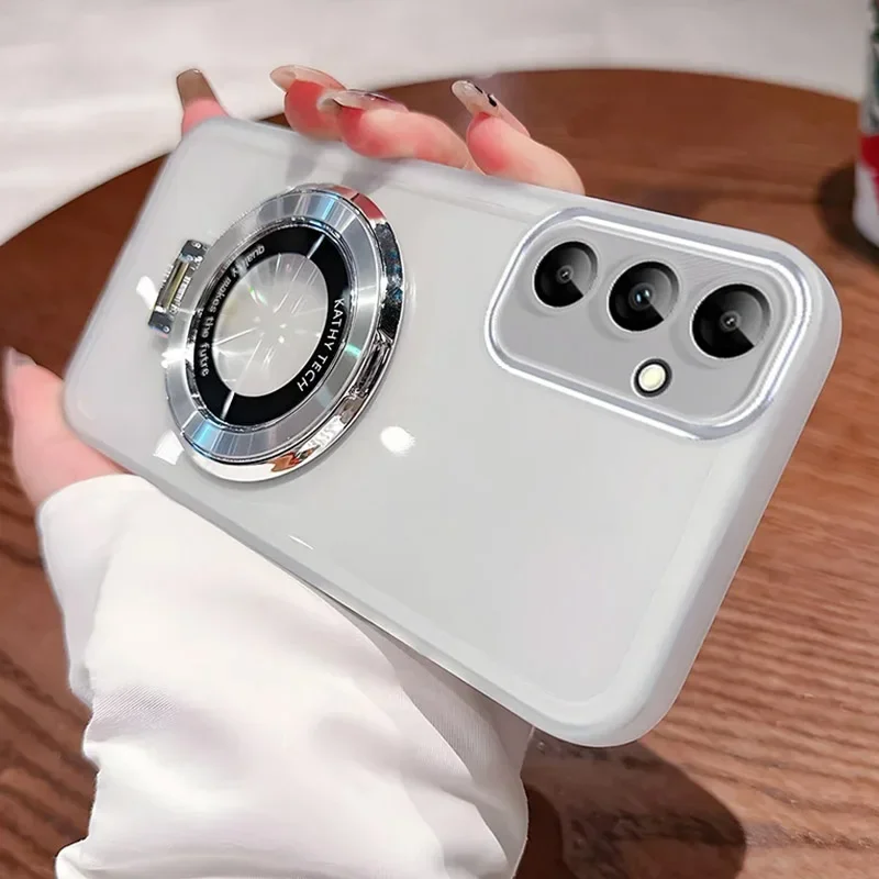 Magnetic Stand Holder Silicone Case with Transparent Soft Cover