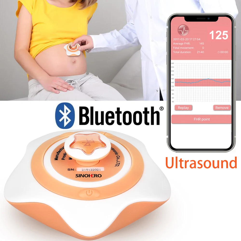 Sinohero Sf20 Ultrasuoni Fetal Doppler Bt Wireless Pocket Cardiofrequenzimetro Gravidanza Domestica Baby Sound Detector App Incinta