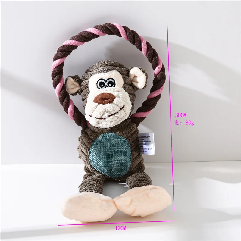 Dog Plush Toys Pet Squeaky Animal Toy Dog Bite-Resistant Clean Teeth Chew Toy Pet Supplies Interactive Toys Lion Elepant Monkey