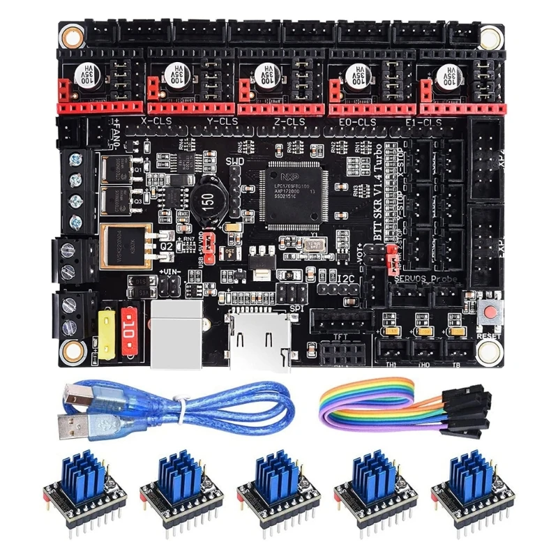 

3D Printer SKR V1.4Turbo Control Board 32bit with 5pcs TMC2209 Stepper Driver Heatsinks for TFT35 E3V3.0.1/TFT70Touch