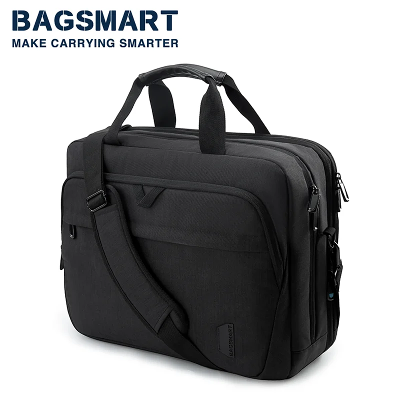 Bagsmart 17.3 Inch Laptoptas Uitbreidbare Aktetas Computertas Grote Capaciteit Mannen Vrouwen Laptop Schoudertas Voor Zakenreizen