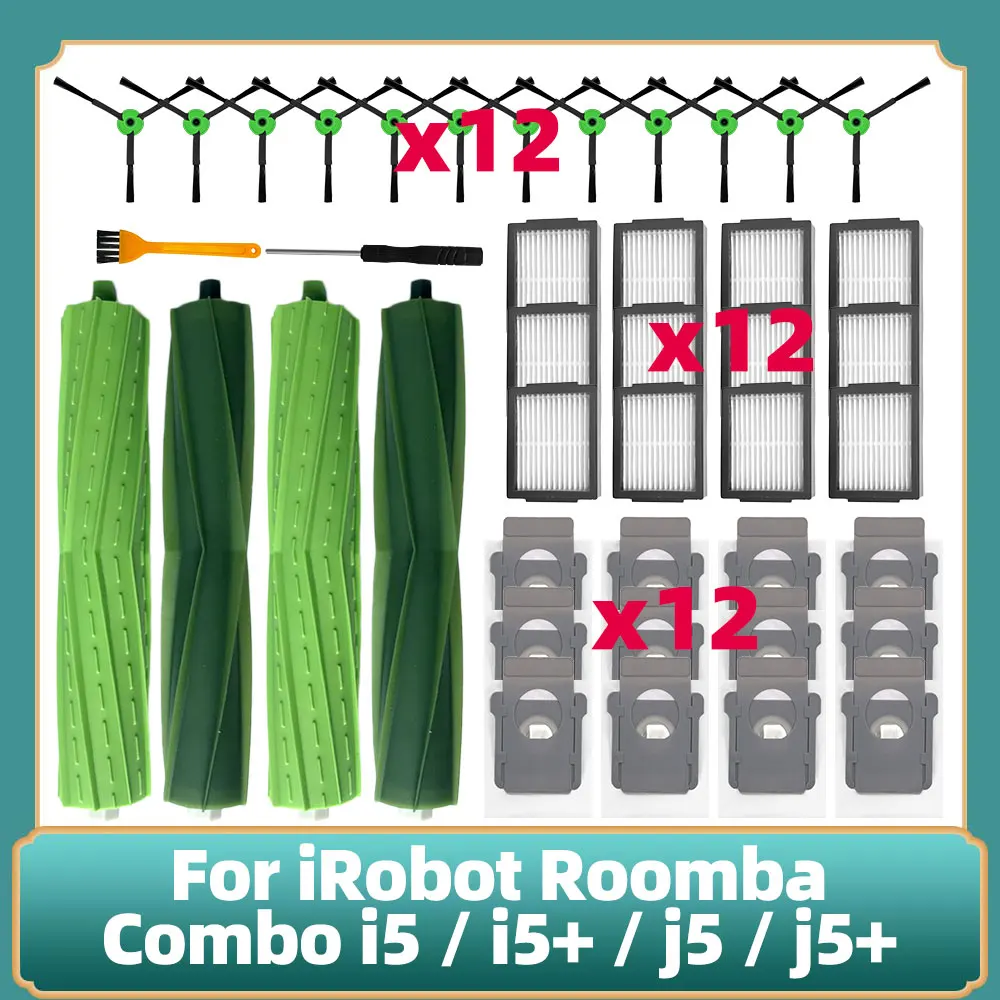 Kit Ricambi Per IRobot Combo I5, I5+, J5, J5+ - 10 Pezzi: Spazzole, Filtri HEPA, Sacchetti Polvere E Panni Mocio