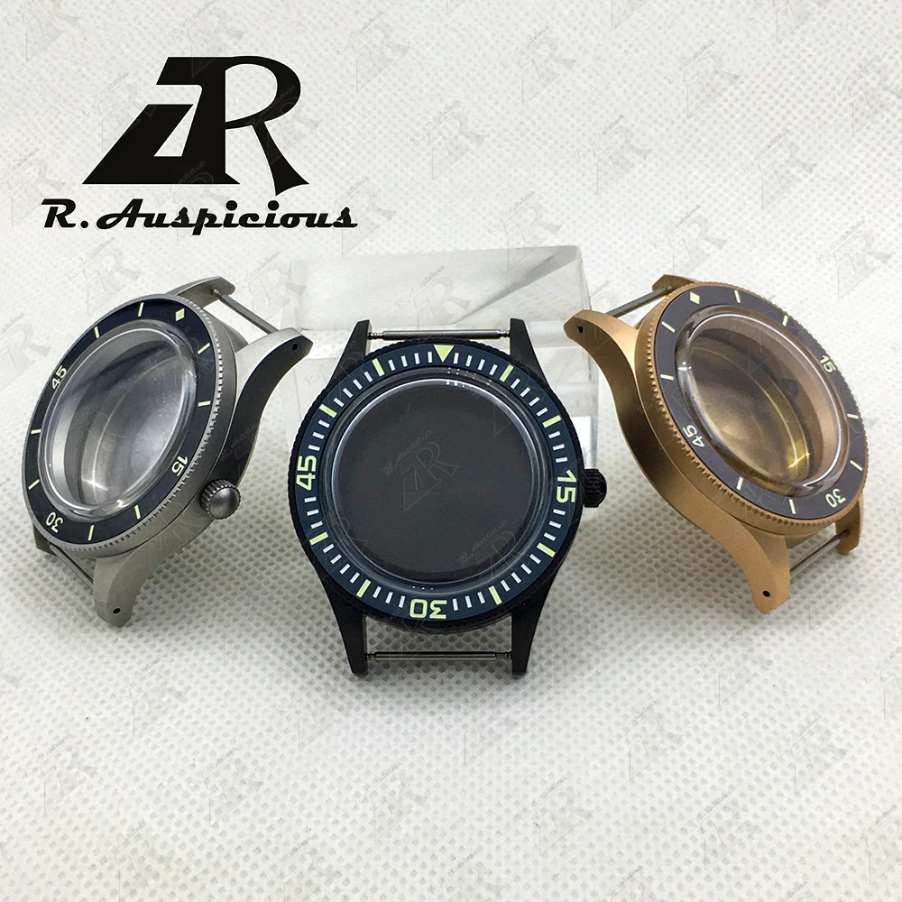 40mm-watch-parts-coated-titanium-sand-case-dome-sapphire-glass-luminous-bezel-suitable-for-nh35a-nh36-eta2824-pt5000-miyota9015