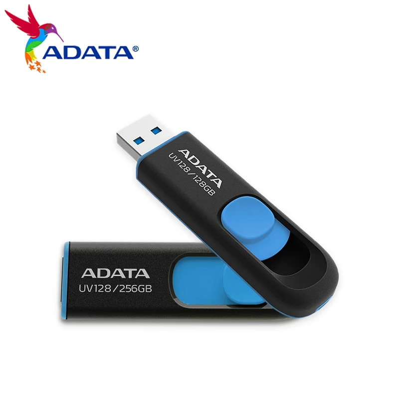 100% ADATA UV128 USB 3.2 Gen 1 펜드라이브 32GB 64GB 128GB 256GB 플래시 드라이브 메모리 스틱 컴퓨터용 플래시 드라이브