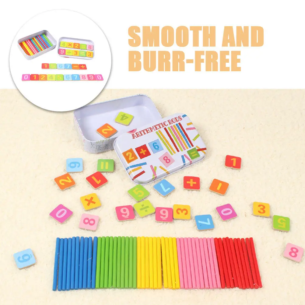 1 세트 계산 막대 숫자 스틱 어린이를위한 나무 수학 학습 도구 조기 교육 산술 교육 보조 다채로운 계산 도구