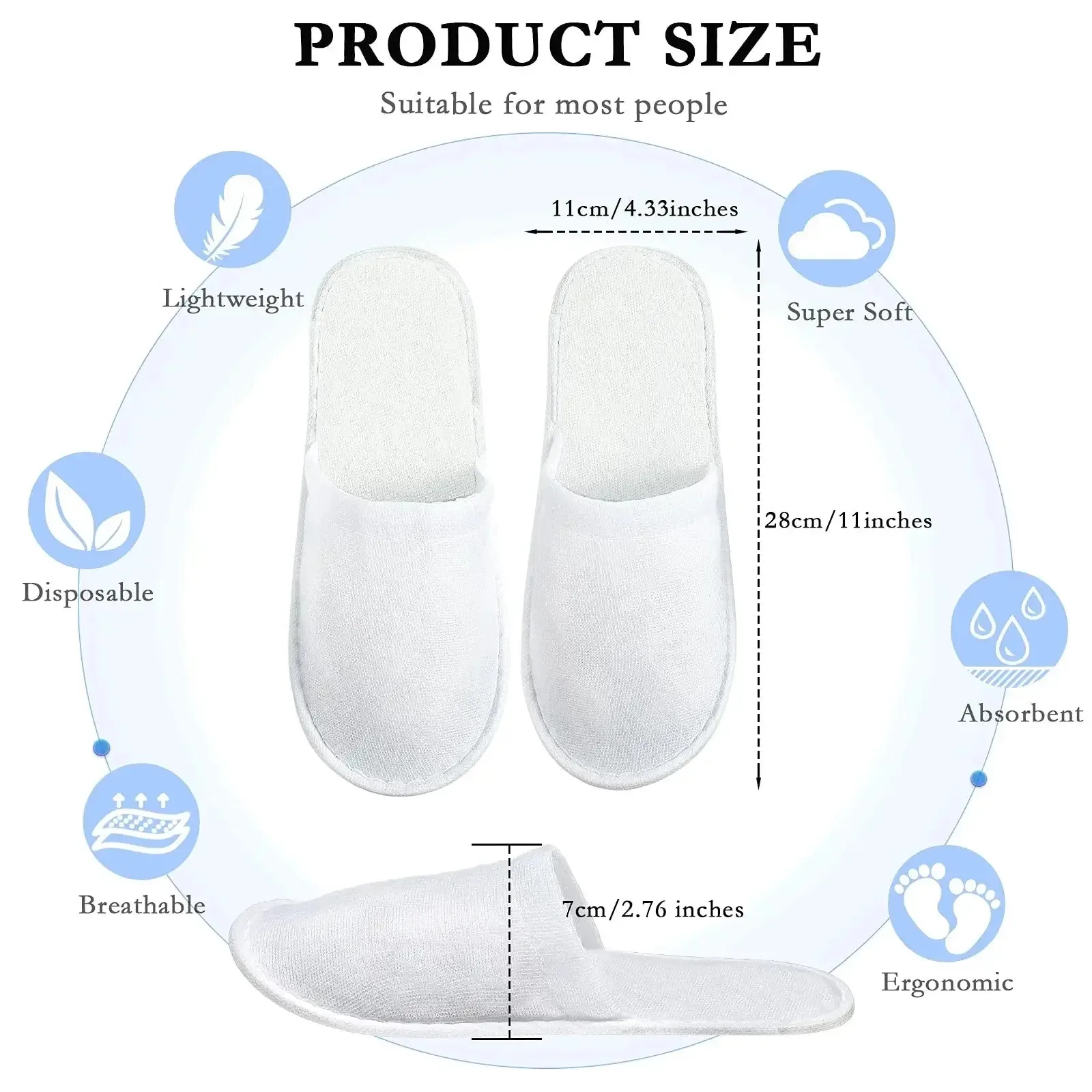 Disposable Slippers 5/10/20pairs Closed Toe Disposable Plush Non Slip Bathroom Slippers Suitable For Families Hotels SPA Travel