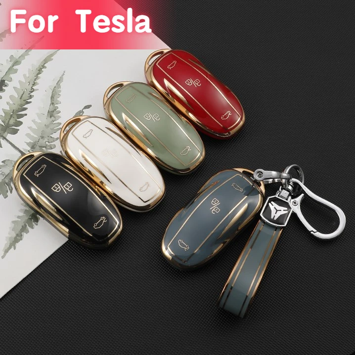 Soft Tpu Car Smart Key Case Cover For Tesla Model S Car Key Cover Protector Case  Shell With Leather Strap Keychain Accessories - Key Case For Car -  AliExpress