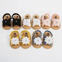 Baby Girls Princess Sandals Big Rhinestone Flower Open Totes Anti-Skid Soft Sole Walking Shoes Ankle Stick-On Summer Foot Wear 2