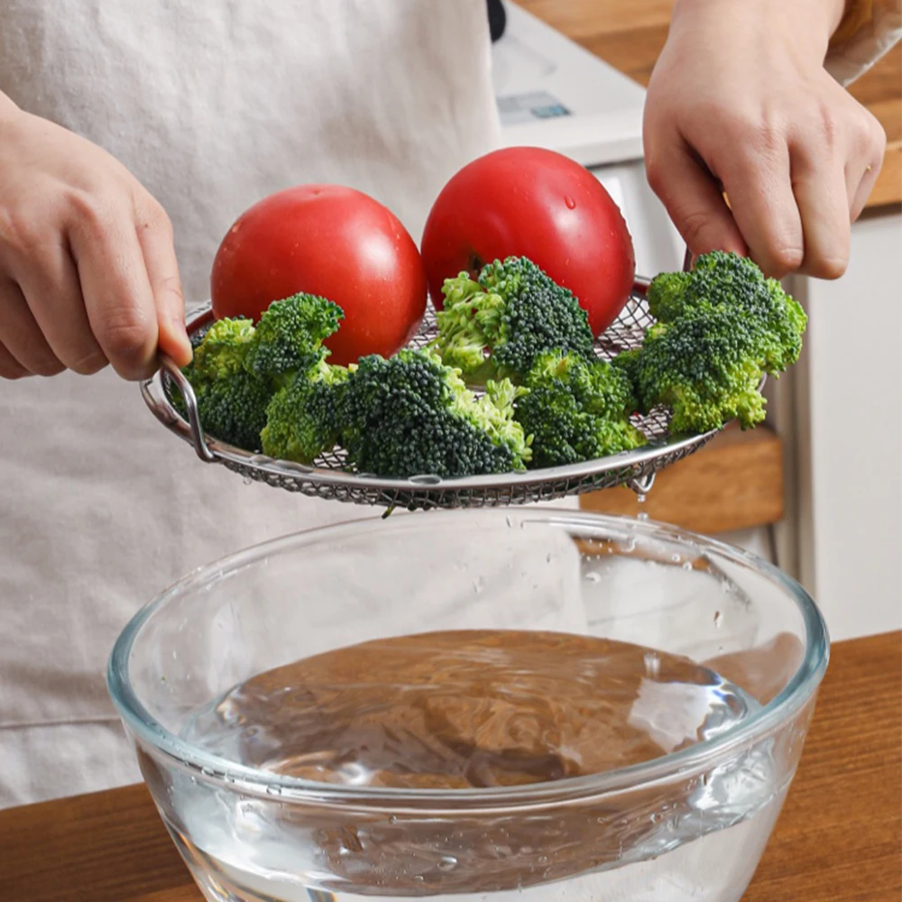 Stainless Steel Oil Filter Food Pan Large Colander French Fries Skimmer With Handle