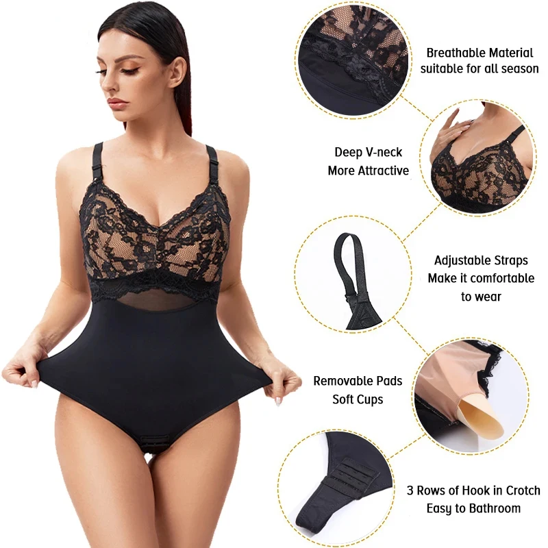 Women Body Shaper 2XL Women Lace Shapewear Bodysuit Corset Slimming Body Shaper Tummy Control Fajas Colombianas Waist Trainer Slimming Underwear