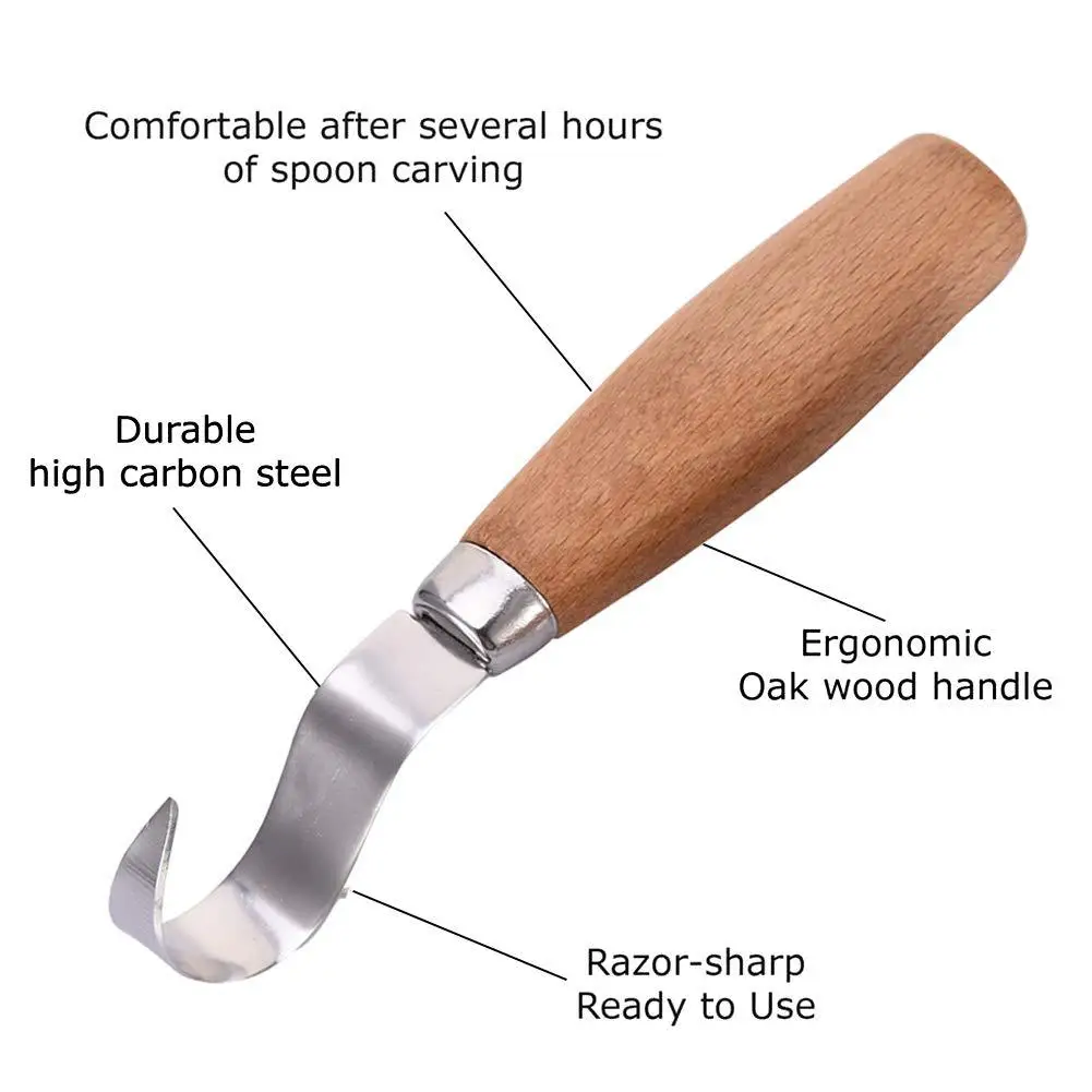 Wood Carving Chisels Wood Carving Knife Chisel Hook Knife Carving Tools Ergonomic Woodworking Spoon Durable Crooked Beginners Sculptural Professional