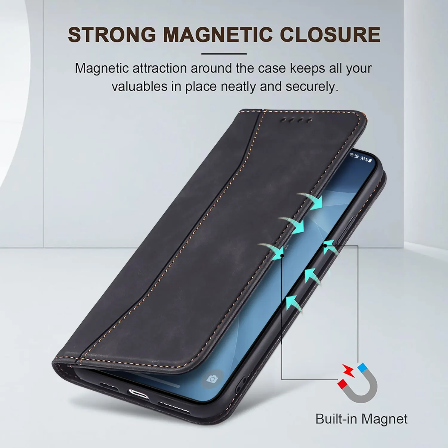 Samsung Galaxy S25 Leather Flip Case & Glass 5