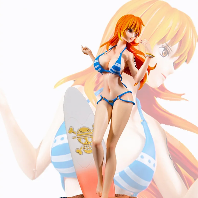 

One Piece 30cm Nami Figure Anime Figures Swimsuit Sexy Beach Surf Bikini Girl Action Figurine Pvc Model Collection Statue Gift