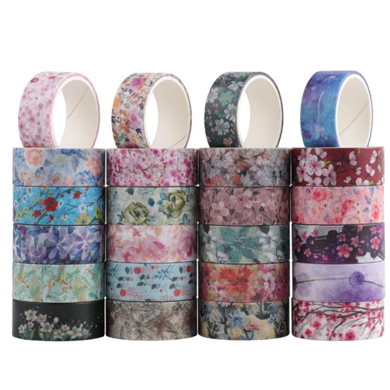 

Paper Tape Set 24 Rolls Of Van Retro Gold Paper Tape Flowers Are Now Small Floral Color Printing DIY Paper Tape