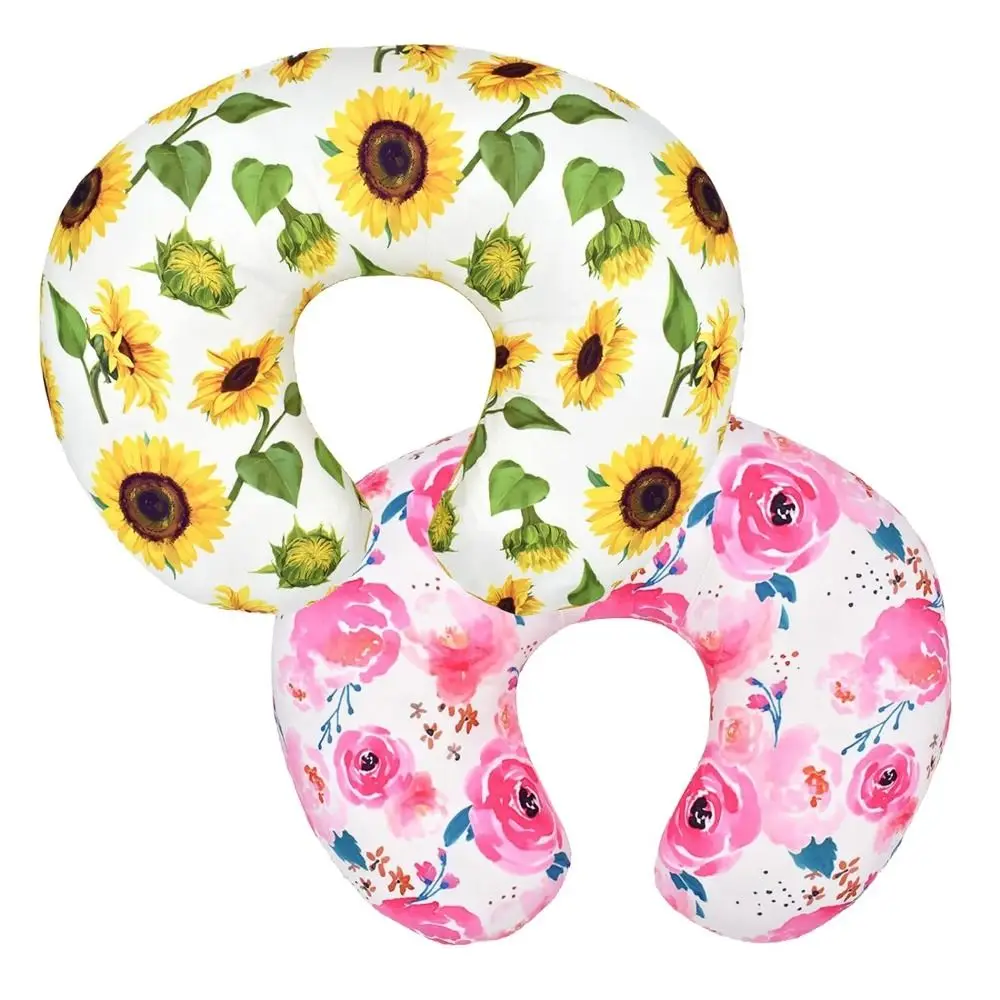 U-Shaped Baby Nursing Pillow Cover Replaceable Skin-friendly Forest Floral Pillow Cover Breathable Stretchy Nursing Pillowcase