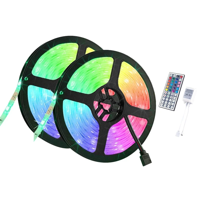 

Гибкая Водонепроницаемая осветительная лента, RGB 3528, с пультом ДУ с 44 кнопками + контроллер для украшения спальни
