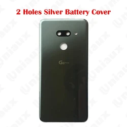 Premium Back Glass Battery Cover with Adhesive and Logo - Rear Housing Case (Silver 2 Holes)