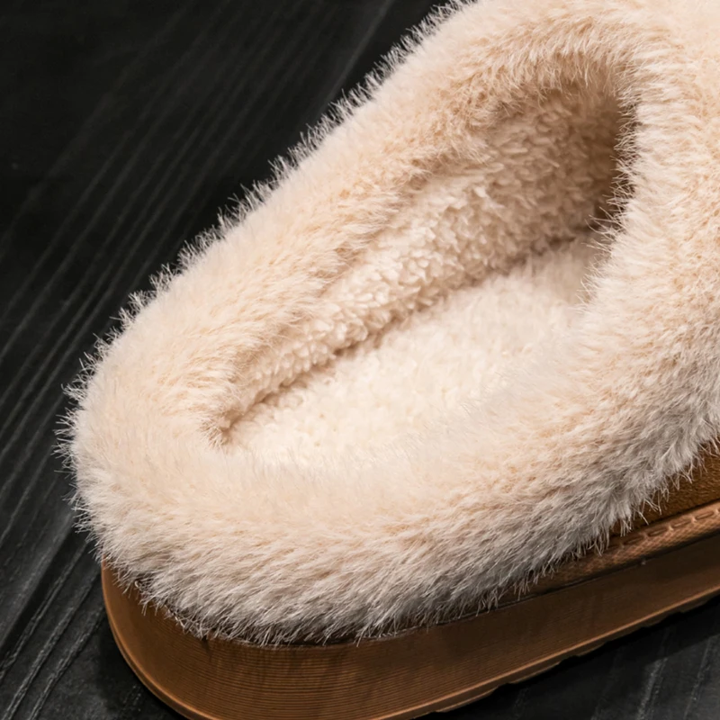 Thick Plush Winter Warm  Men's Cotton Slippers Indoor Flat Shoes Fashionable Outwear Thick Male Home Slippers Autumn and Winter — view 5