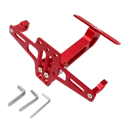 Universal Aluminum Alloy Motorcycle Rear License Plate Bracket Holder - Sleek Motor Modification Accessory (Red)
