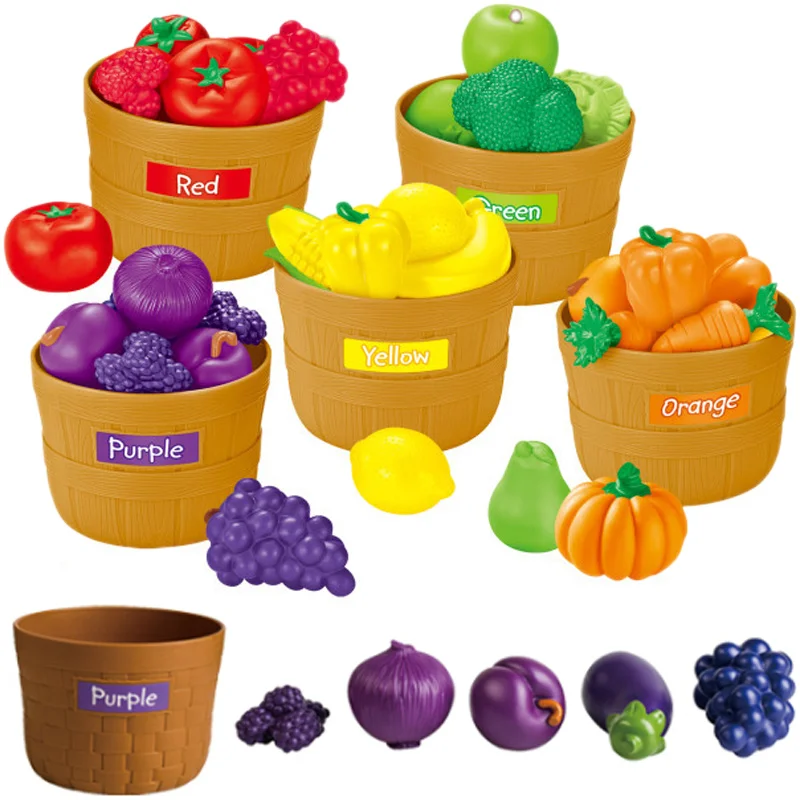 

Simulation Play Fruit Vegetable Kitchen Classification Game Color Recognition Cognitive Teaching Aids for Children 0+ Years Old