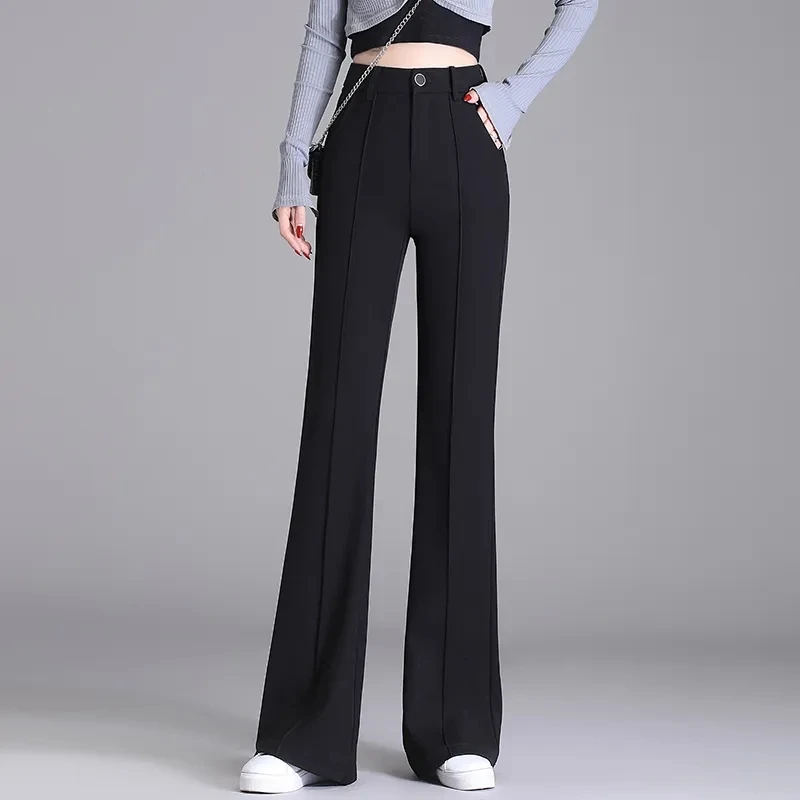 

Fashion black pants women's 2022 spring new high waist slim fit suit pants flared pants A905