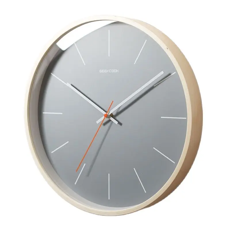 Large Round Silent Wood Wall clock