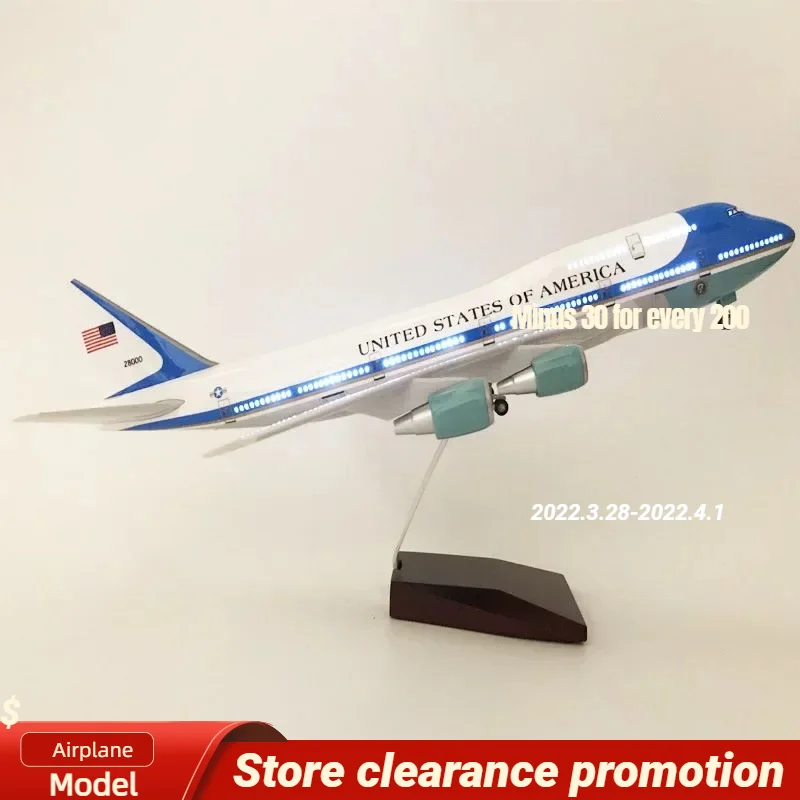 

New 17.2in Airplane Model Toys Diecast Resin Boeing 747 Airplane Air Force One Aircraft Airlines Airways Air Bus with Lights