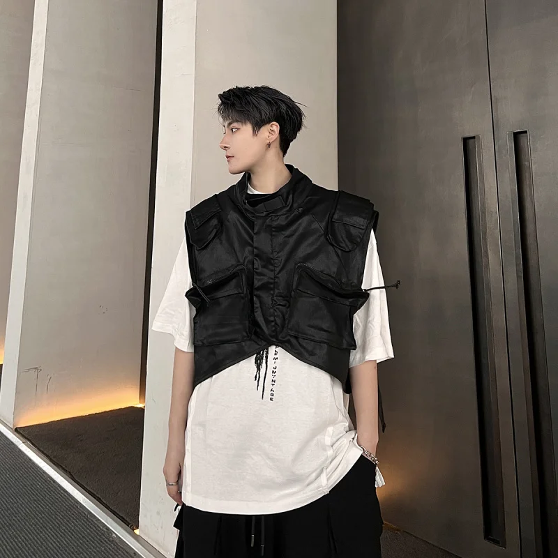 Spring and Summer Heavy Industry Locomotive Coat Men's Design Sense Mechanical Style Tooling High-Grade Sense Trendy Vest
