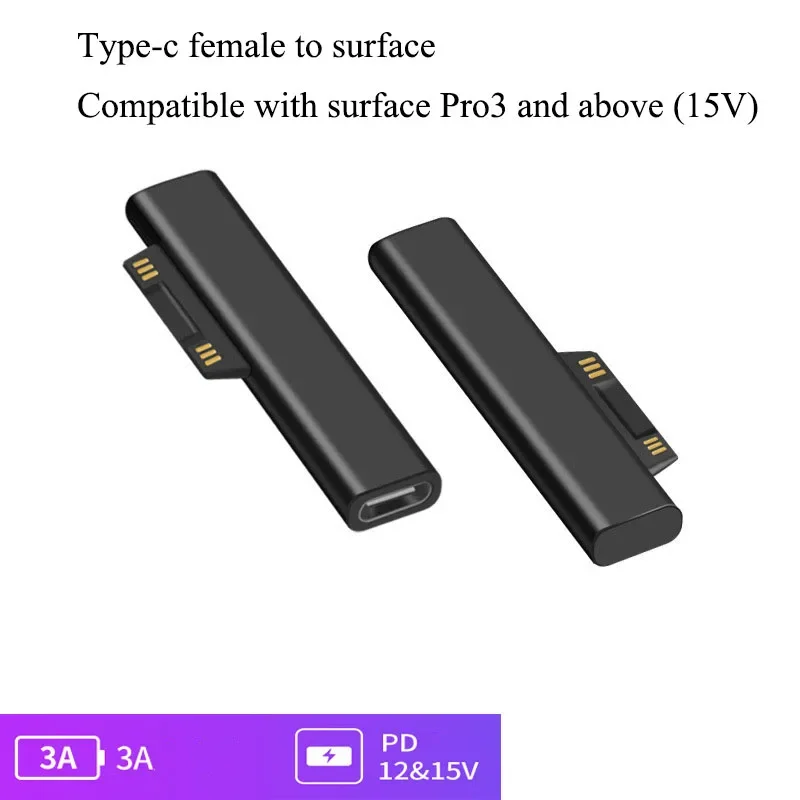 1m 65W 15V 3A USB Type-C Power Supply for Microsoft Surface Pro 3 4 5 6 Go PD Charging Adapter Cable DC Fast Charger Tablet