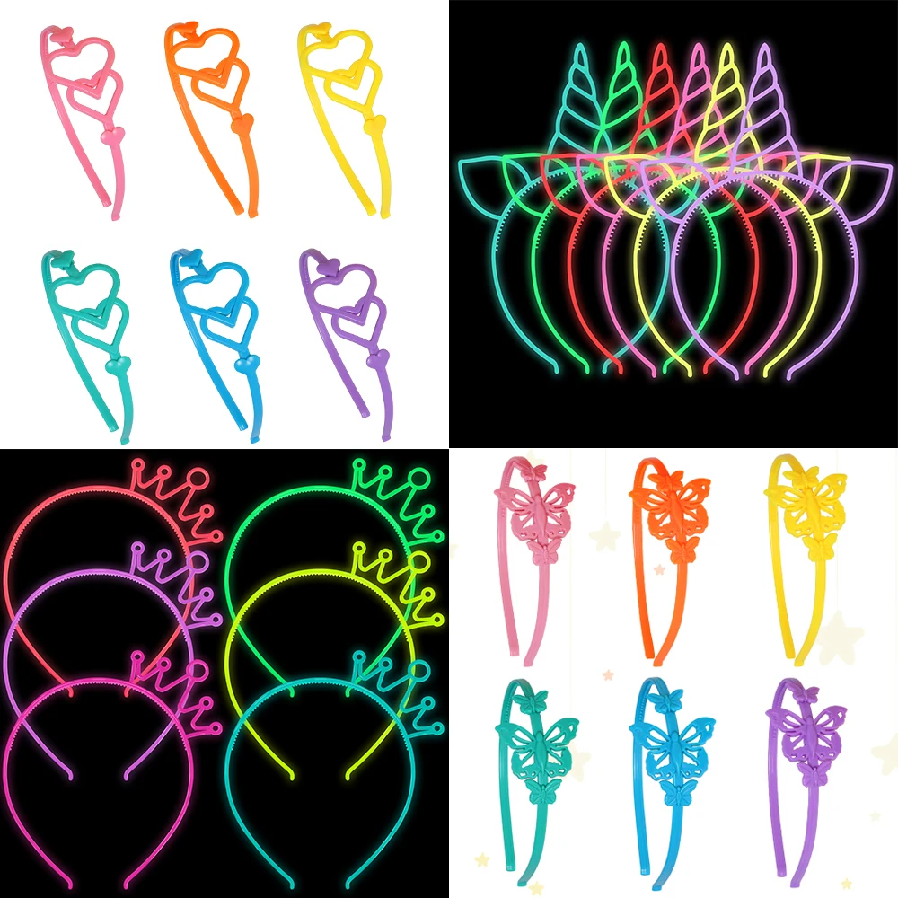 

6pcs Unicorn Butterfly Crown Headband Festival Birthday Party Kids Headbands Hair Accessories Baby Shower Festive Party Supplies