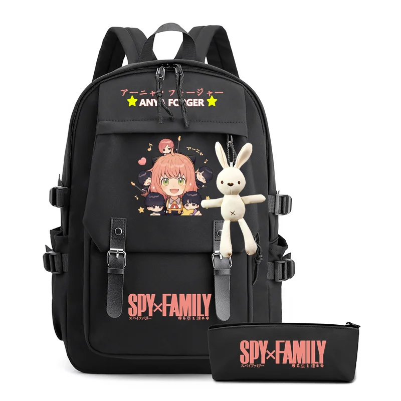 

Men Women Nylon Backpack Bookbag SPY×FAMILY School Bags for Teenage Boys Girls Travel Laptop Shoulder Bags + Pencil Case 2PCS