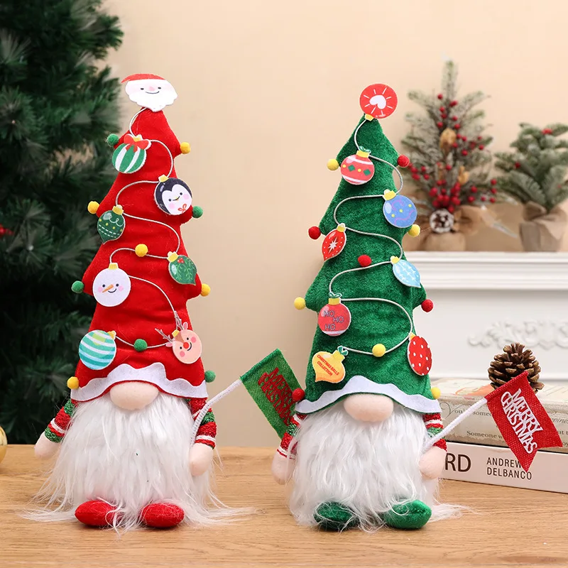 

New Christmas tree hat hair dwarf doll flag faceless doll shopping window display home decoration