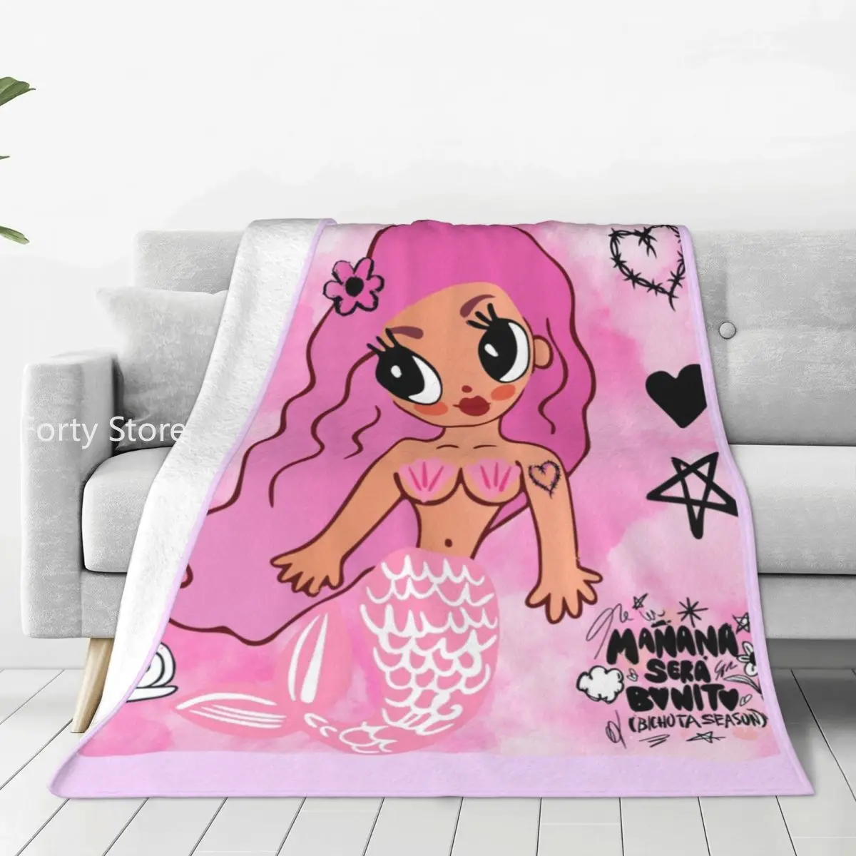

Soft Warm Blankets Camping Karol G With Pink Hair Throw Blanket Pretty Girl Heart Flannel Bedspread Bedroom Sofa Bed Cover