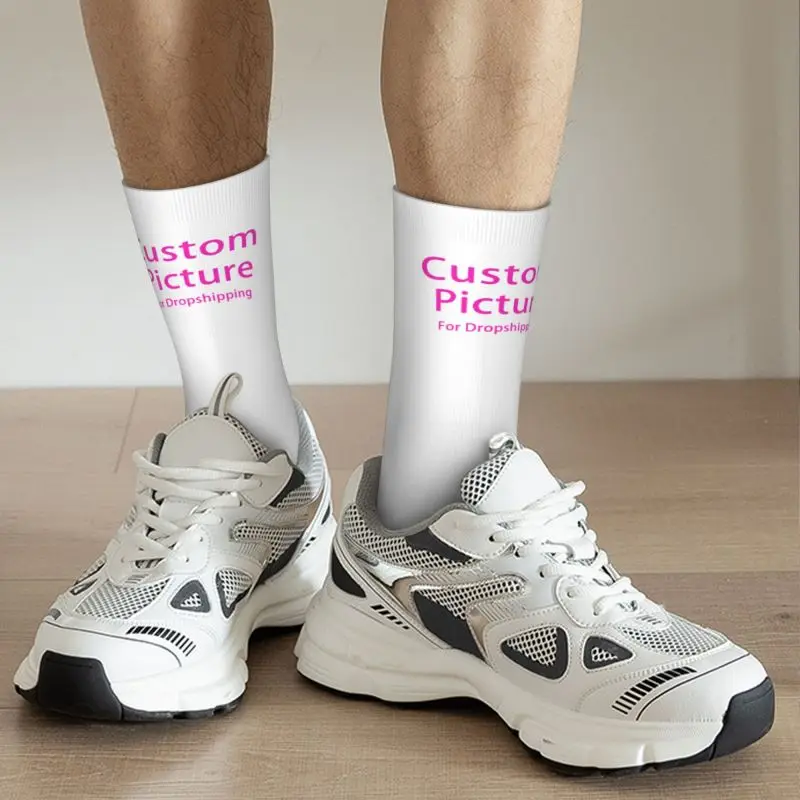 Personalized Custom Photo Logo Dress Socks Mens Womens Warm Fashion Customized DIY Print Crew Socks