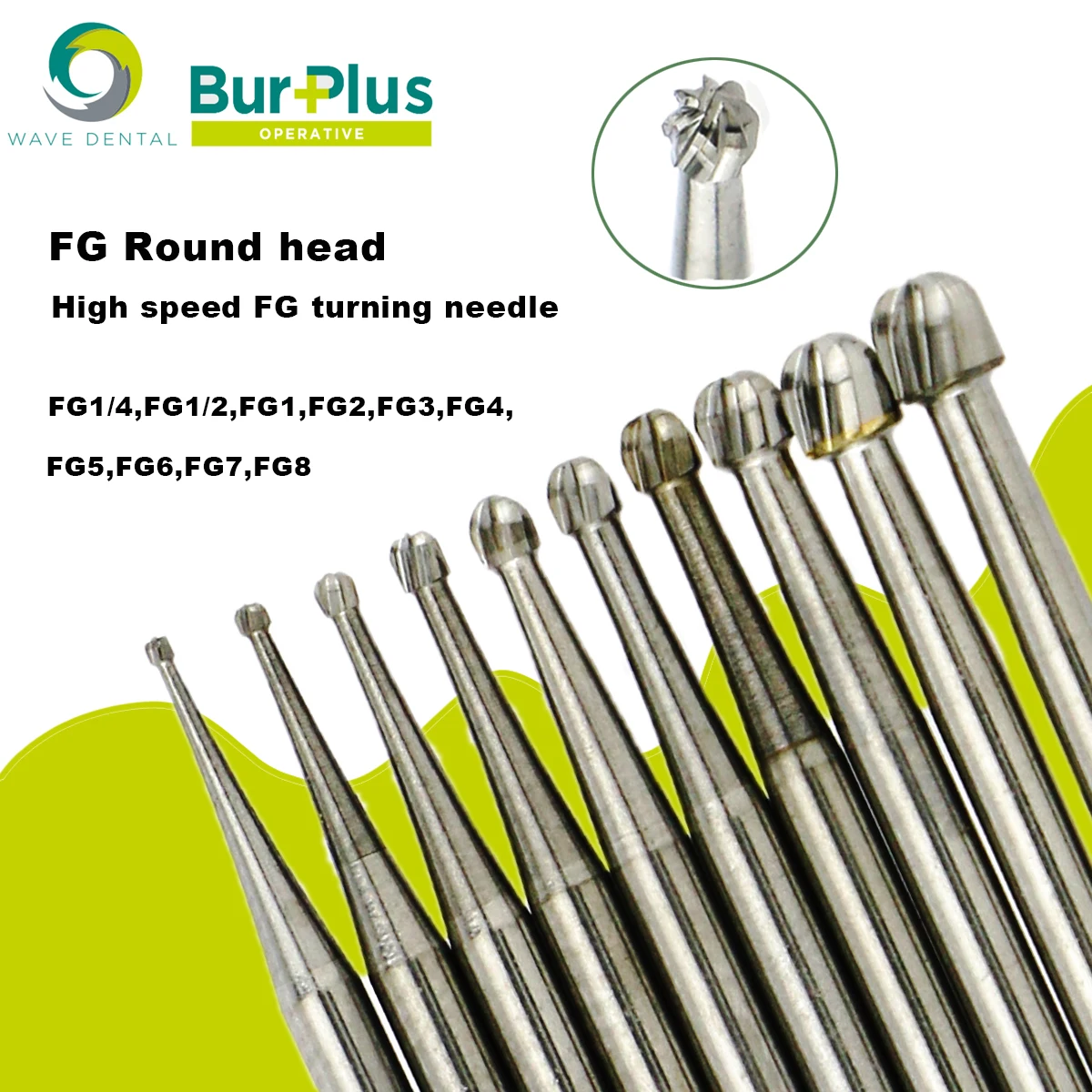 

PRIMA WAVE Dental Burs Dental Tungsten Carbide Burs Drill Round Head Type FG Series For High Speed Handpiece Dia.1.6mm 5Pcs/Pack