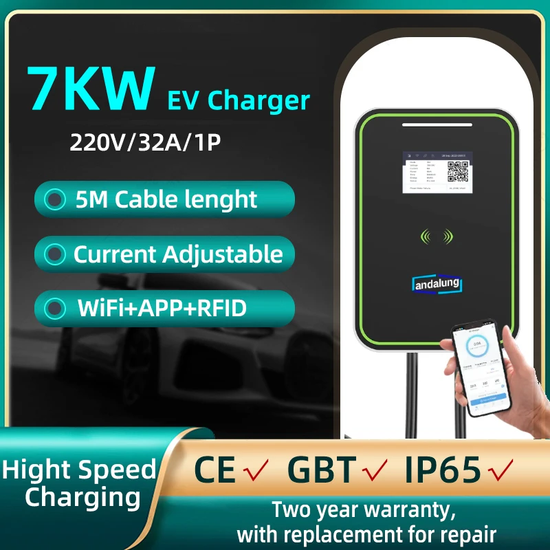

Andalung 7kw EV Charger Station GBT 32A EVSE Charging Wallbox Type2 With APP Wifi Control And RFID Cards