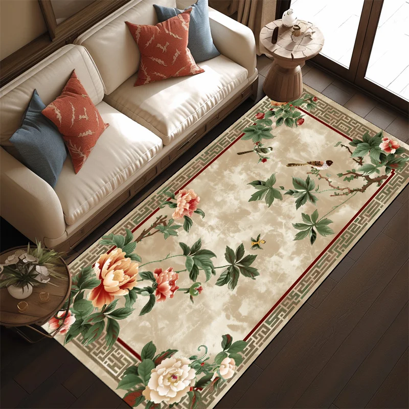 European Style Flower Pattern CARPET FOR LIVE ROOM 200x400cm Large Size Floor Mats Washable Non-slip Flannel Rugs Customizable 4