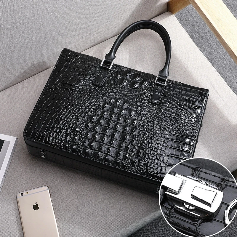 

Мужской портфель с замком паролем, сумка из воловьей кожи с крокодиловым узором, мессенджер на плечо, деловая сумка для ноутбука