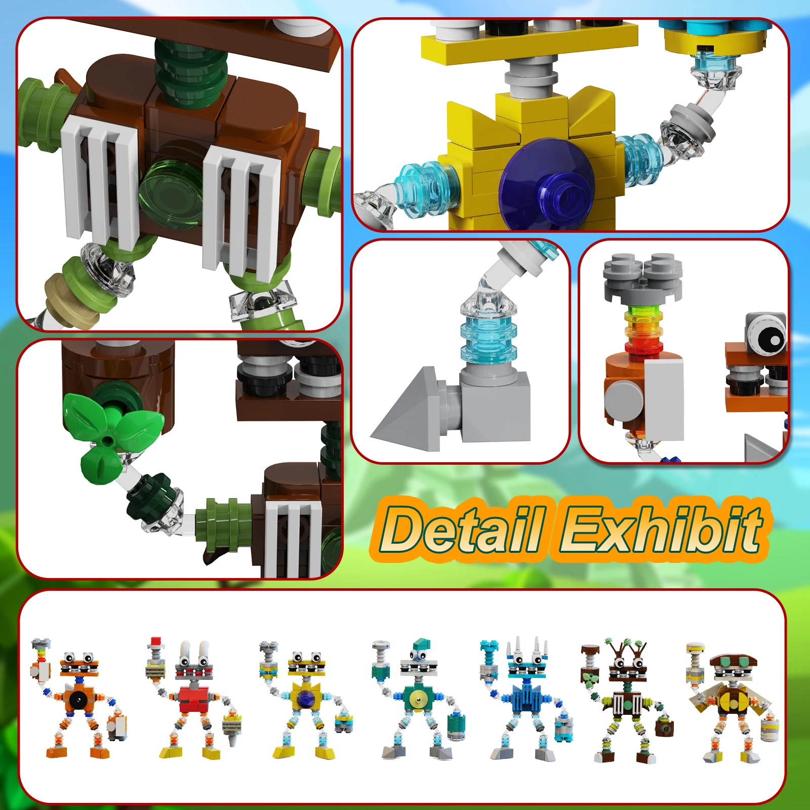 BuildMoc 나의 노래 음악 코러스 Wubbox 로봇 피규어 빌딩 블록 세트, 귀여운 노래 몬스터 벽돌 장난감, 어린이 생일 선물
