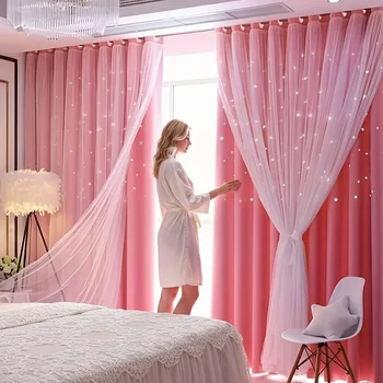 Pink Tulle Star Curtains 1