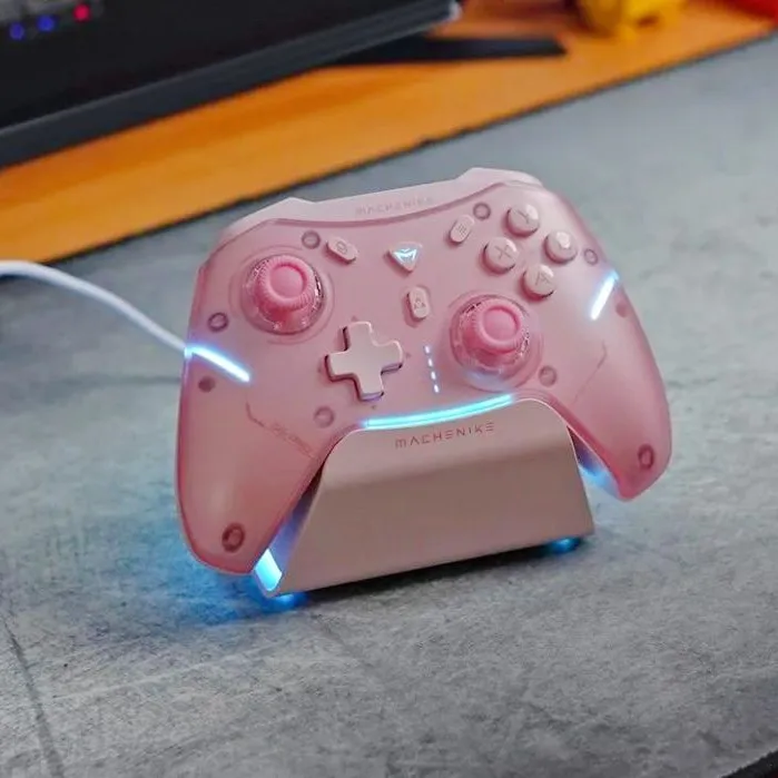 Machenike G5Pro Max Bluetooth Wireless Gamepad Pink 3 Mode Game Hall Handle Controller Con Dock Di Ricarica Per Switch Xbox Steam
