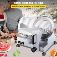 Vbenlem Commercial Meat Slicer,12 Inch Electric Meat Slicer Semi-Auto 420W Premium Carbon Steel Blade Adjustable Thickness, 2
