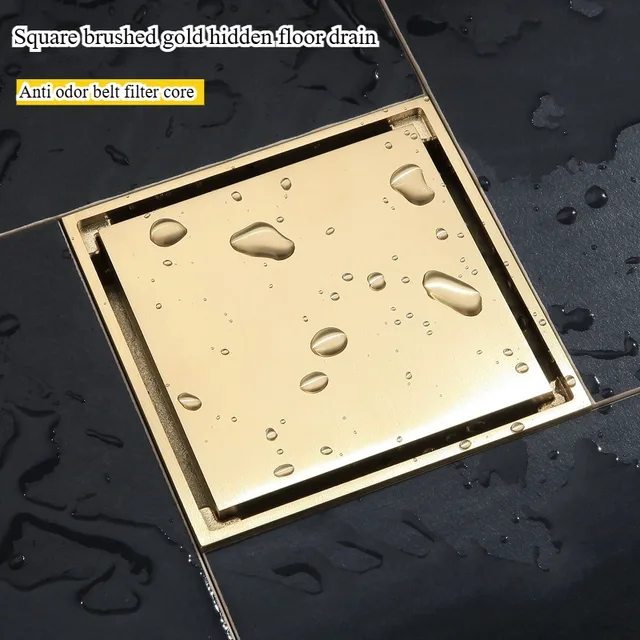 ท่อระบายน้ําชั้นทองแดงขัดเงาทองพร้อมแกนกรองป้องกันกลิ่น ห้องน้ํา เครื่องซักผ้า ระเบียง ท่อระบายน้ําชั้นสีทองที่ซ่อนอยู่ 1